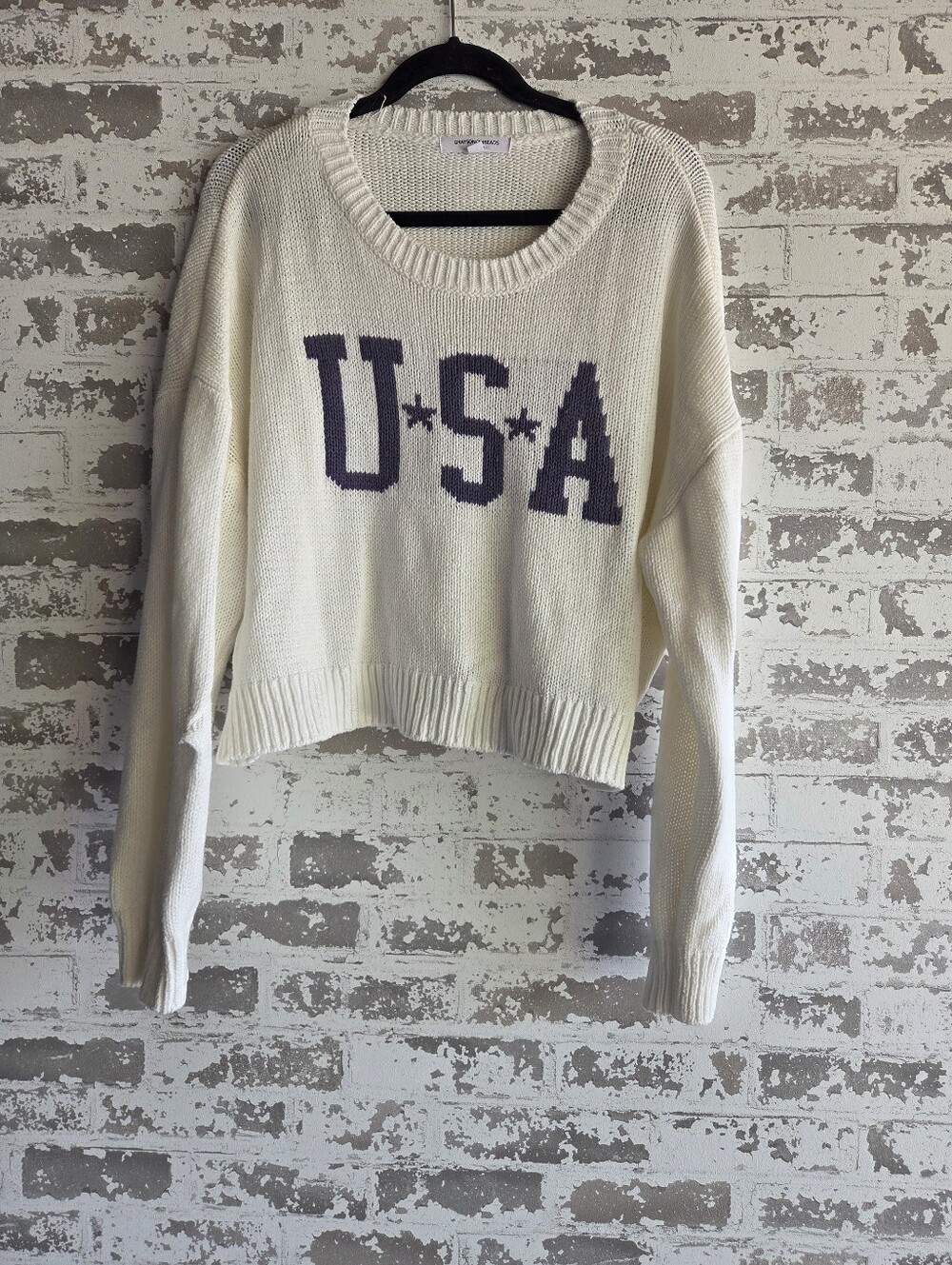 Grayson Threads USA Crop Knit Sweater XL Cream